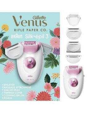 Rifle Paper Co. Gillette Venus Epilator Box in Aqua & Floral Accents